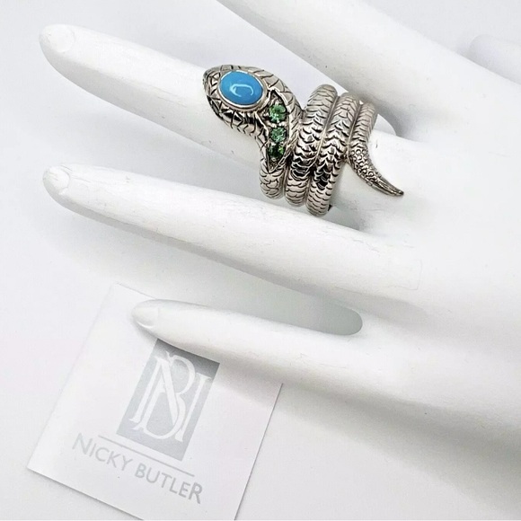 🎃Nicky Butler 925 Sterling Silver Turquoise SNAKE Coiled Ring Brand New Unique - Picture 4 of 12